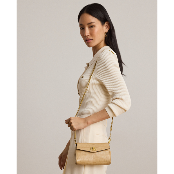 Tan Croc-Embossed Tanner Crossbody Wallet Lauren 8