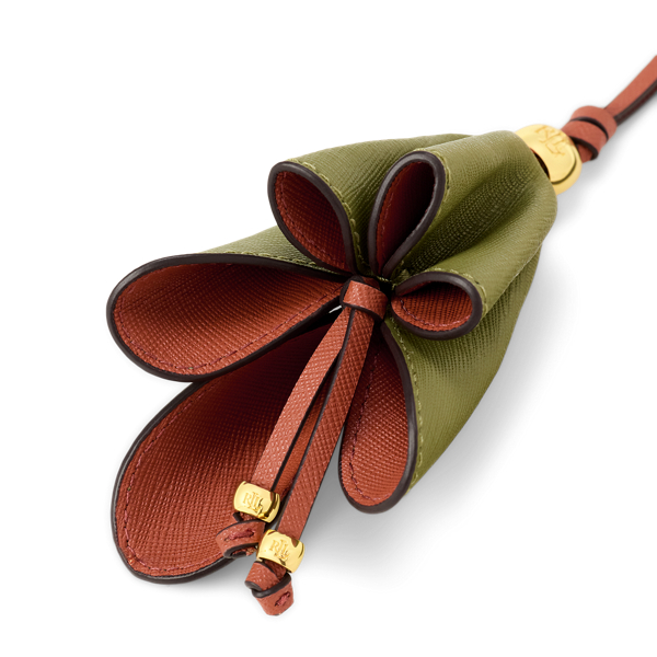 Abalorio de piel en forma de flor bitono Lauren en Verde salvia/terracota 3