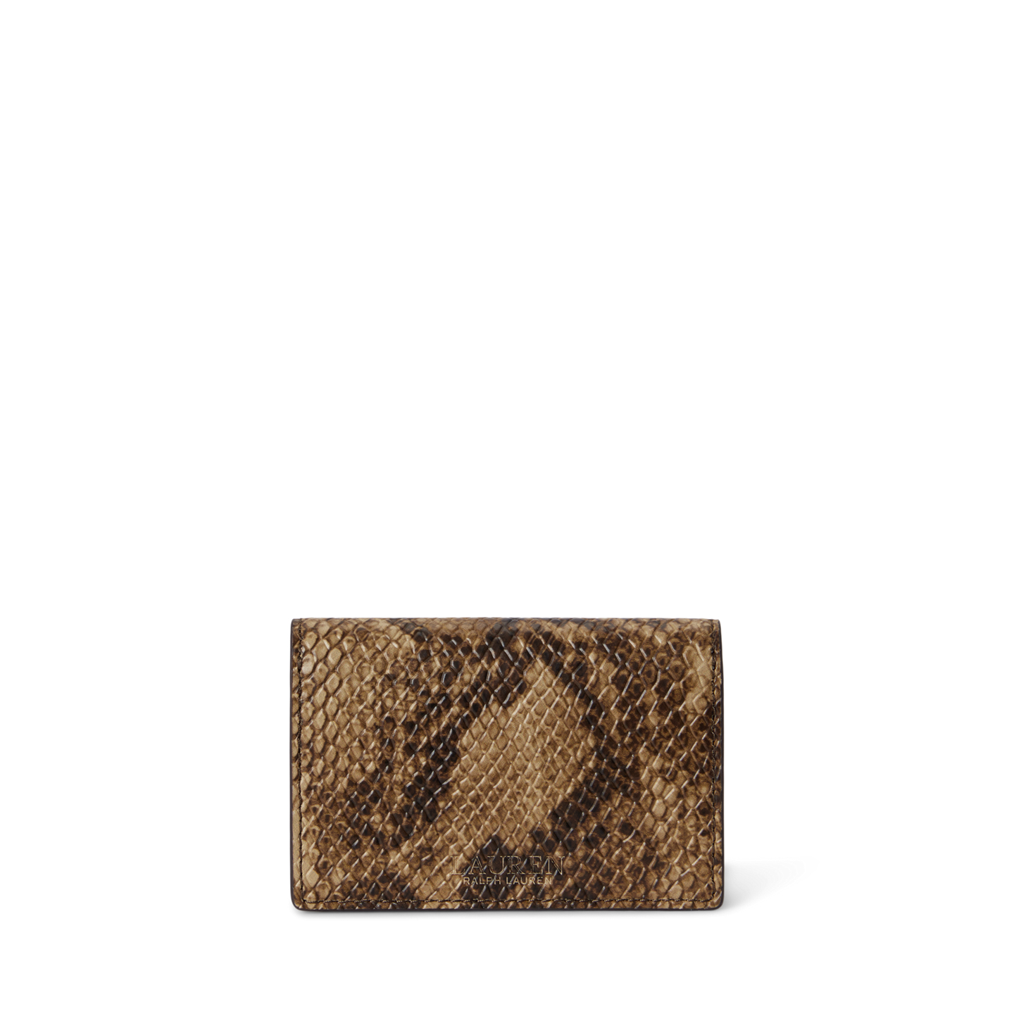 Женский кошелёк Ralph Lauren Python-Embossed Small Tasha Card Case, цвет: Рыжевато-коричневый разноцветный — фото 1