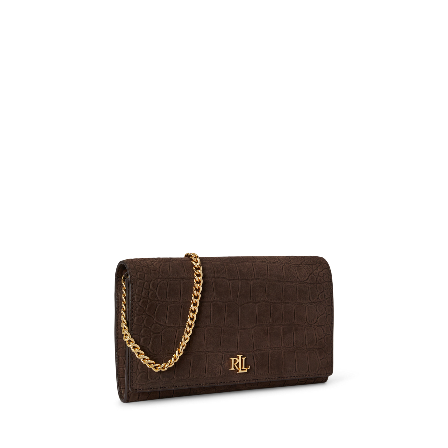 Женская сумка Ralph Lauren Croc-Embossed Medium Adair II Crossbody, цвет: Каштановый коричневый — фото 1
