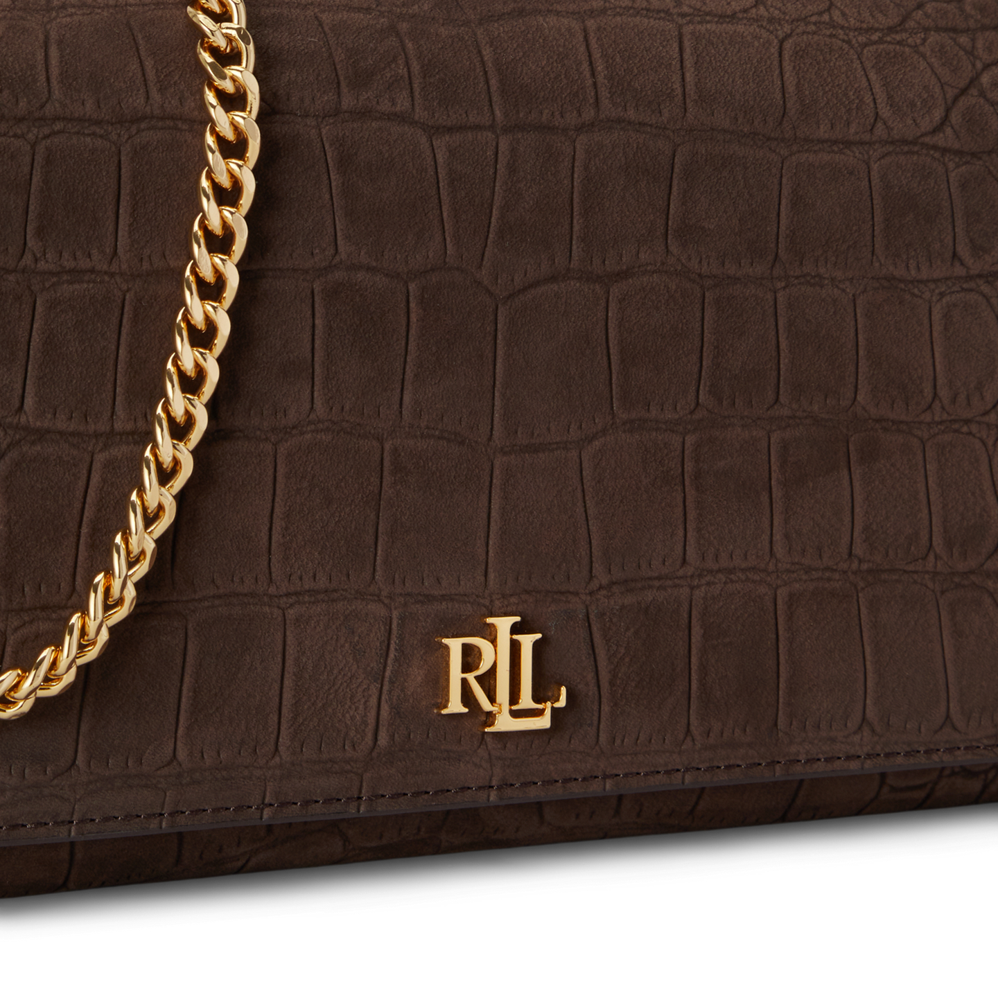 Женская сумка Ralph Lauren Croc-Embossed Medium Adair II Crossbody, цвет: Каштановый коричневый — фото 2
