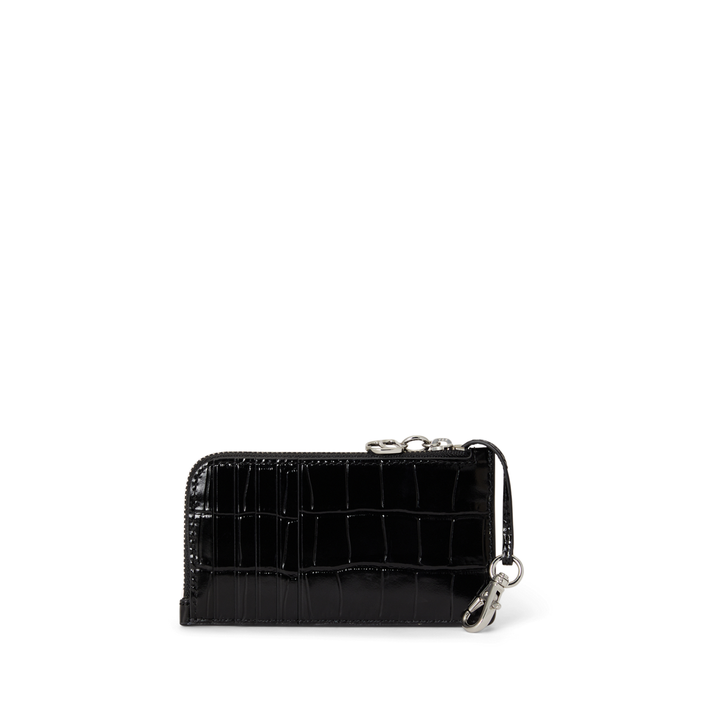 Женский кошелёк Ralph Lauren Croc-Embossed Leather L-Zip Card Case, цвет: Чёрный — фото 1