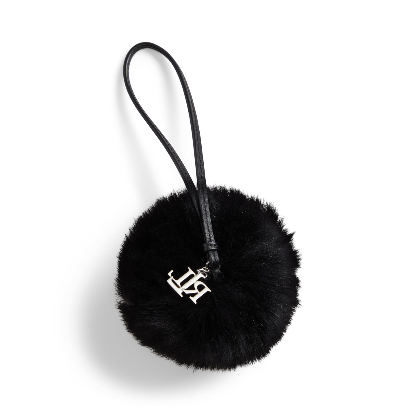 Женский брелок Ralph Lauren Leather & Shearling Pom-Pom Bag Charm, цвет: Чёрный — фото 1