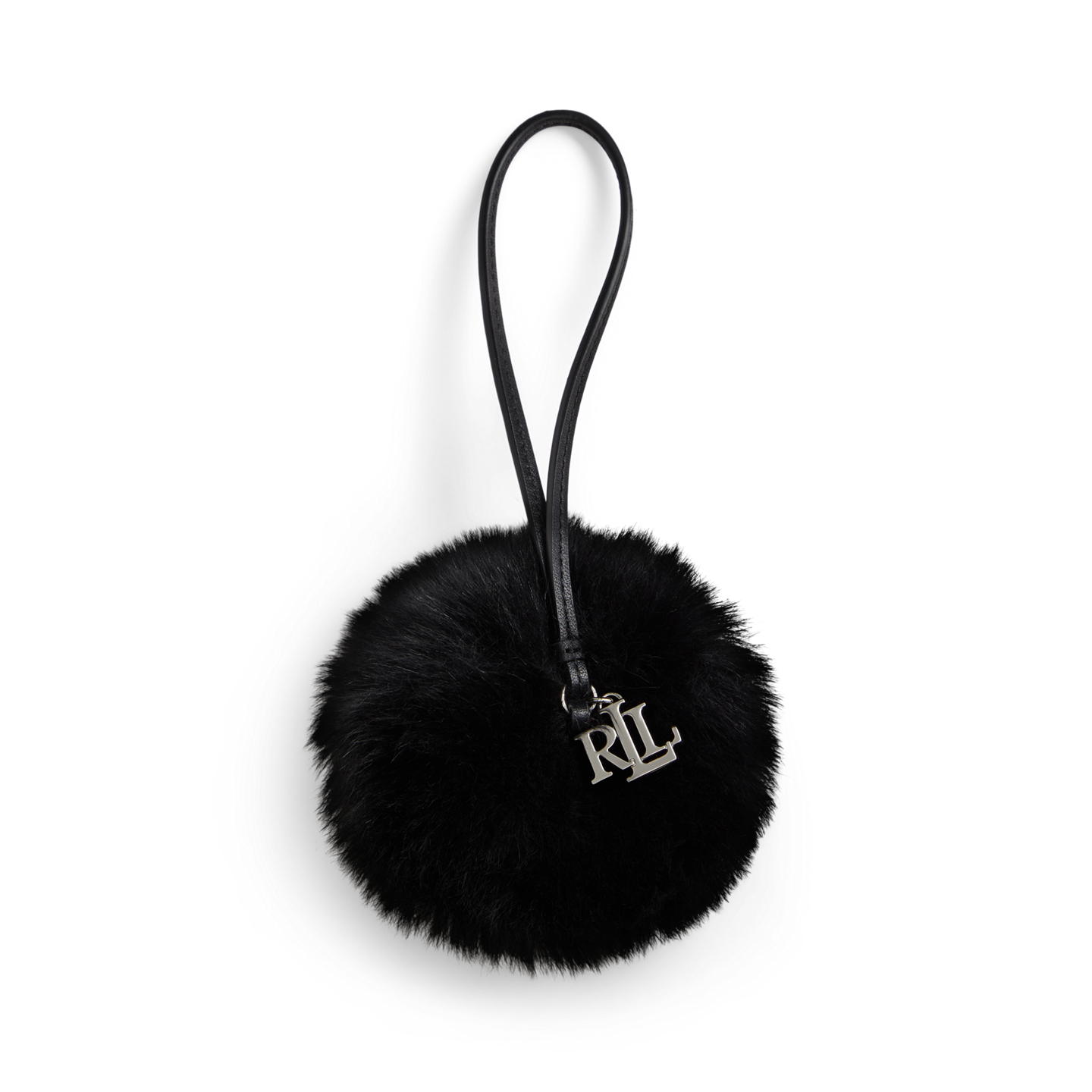 Женский брелок Ralph Lauren Leather & Shearling Pom-Pom Bag Charm, цвет: Чёрный — фото 3