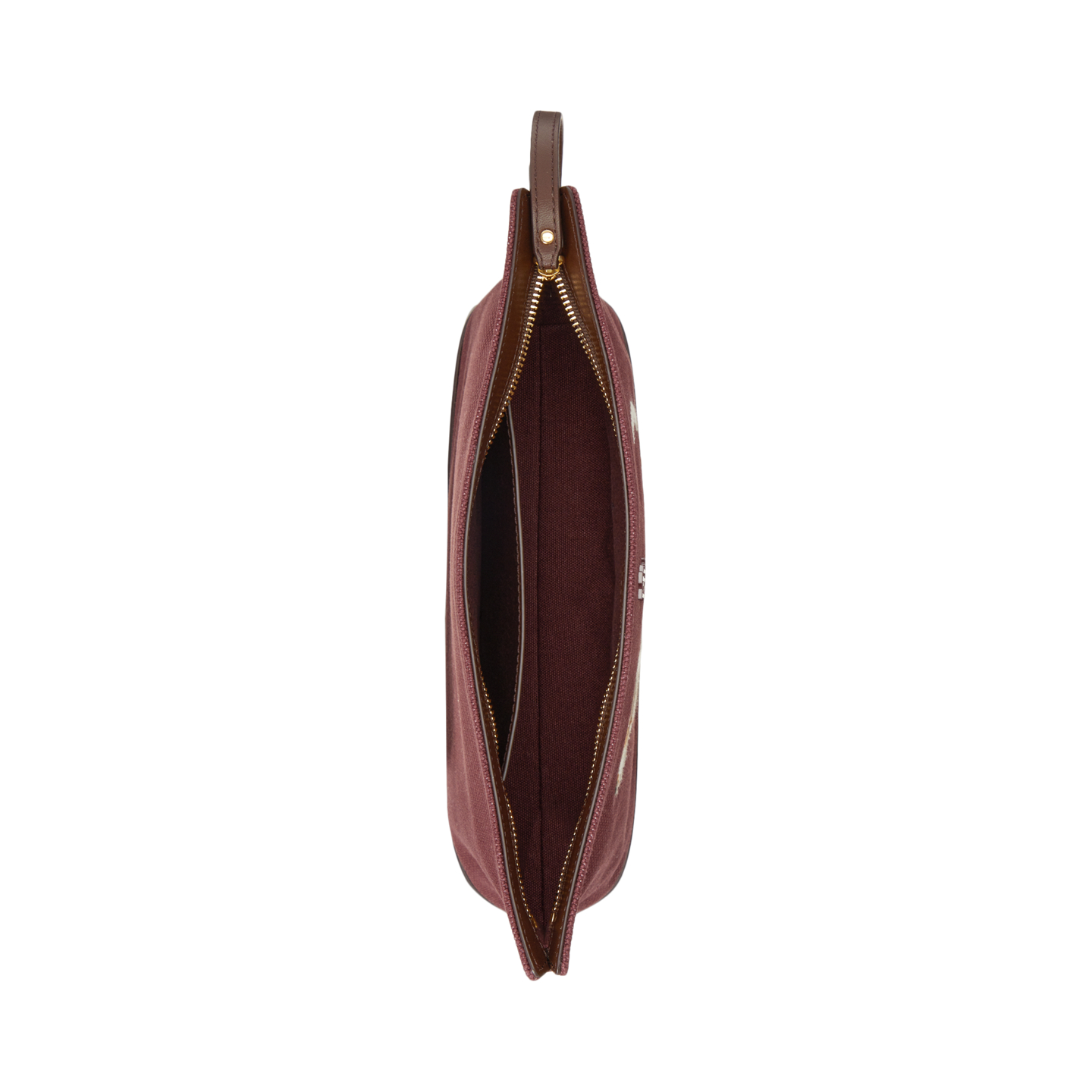 Женская сумка Ralph Lauren Dog-Embroidered Canvas Large Pouch, цвет: Тёмный гранатовый — фото 2