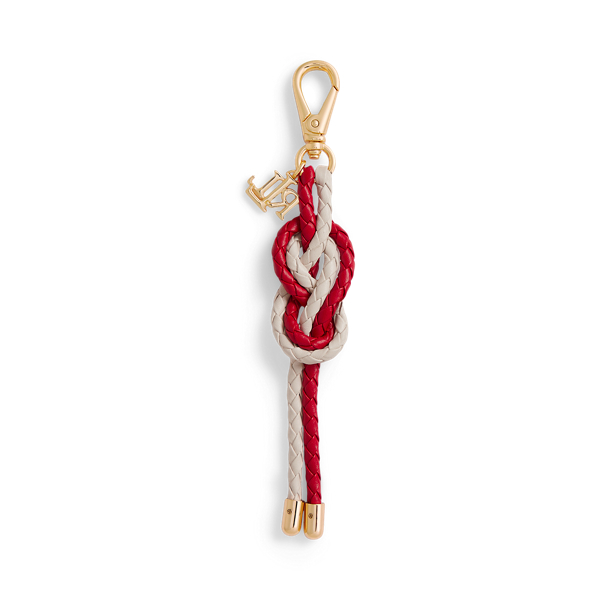 Logo & Braided Leather Rope Knot Charm