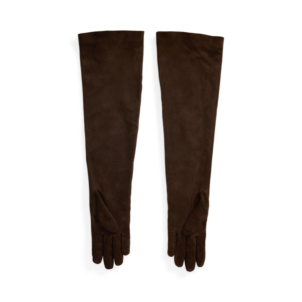Longs gants en agneau velours Ralph Lauren Collection en Chocolat 2