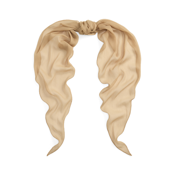 Foulard losange perl&eacute; mousseline de soie Ralph Lauren Collection en Sable 1