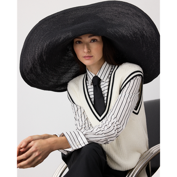 Hut aus Hanfmischung mit breiter Krempe Ralph Lauren Collection in Schwarz 3