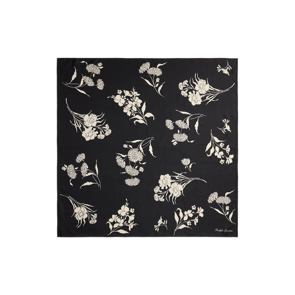 Gebl&uuml;mtes Tuch aus Seidentwill Ralph Lauren Collection in Schwarz/Creme 2