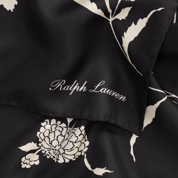Gebl&uuml;mtes Tuch aus Seidentwill Ralph Lauren Collection in Schwarz/Creme 3