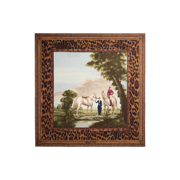 Tan Multi Scenic-Print Silk Twill Square Scarf Ralph Lauren Collection 2