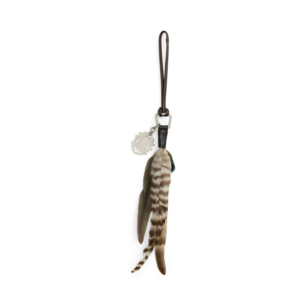 Brown Multi Goatskin & Feathers Bag Charm Ralph Lauren Collection 2