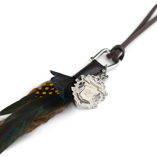 Brown Multi Goatskin & Feathers Bag Charm Ralph Lauren Collection 5