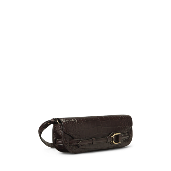 Clutch Welington en alligator Ralph Lauren Collection en Brun RL 3