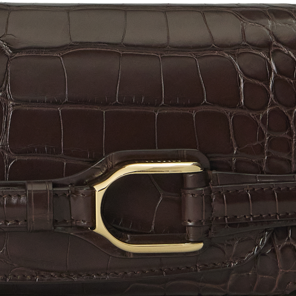 Clutch Welington en alligator Ralph Lauren Collection en Brun RL 6