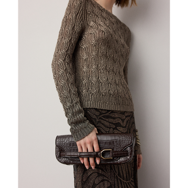 Clutch Welington en alligator Ralph Lauren Collection en Brun RL 8