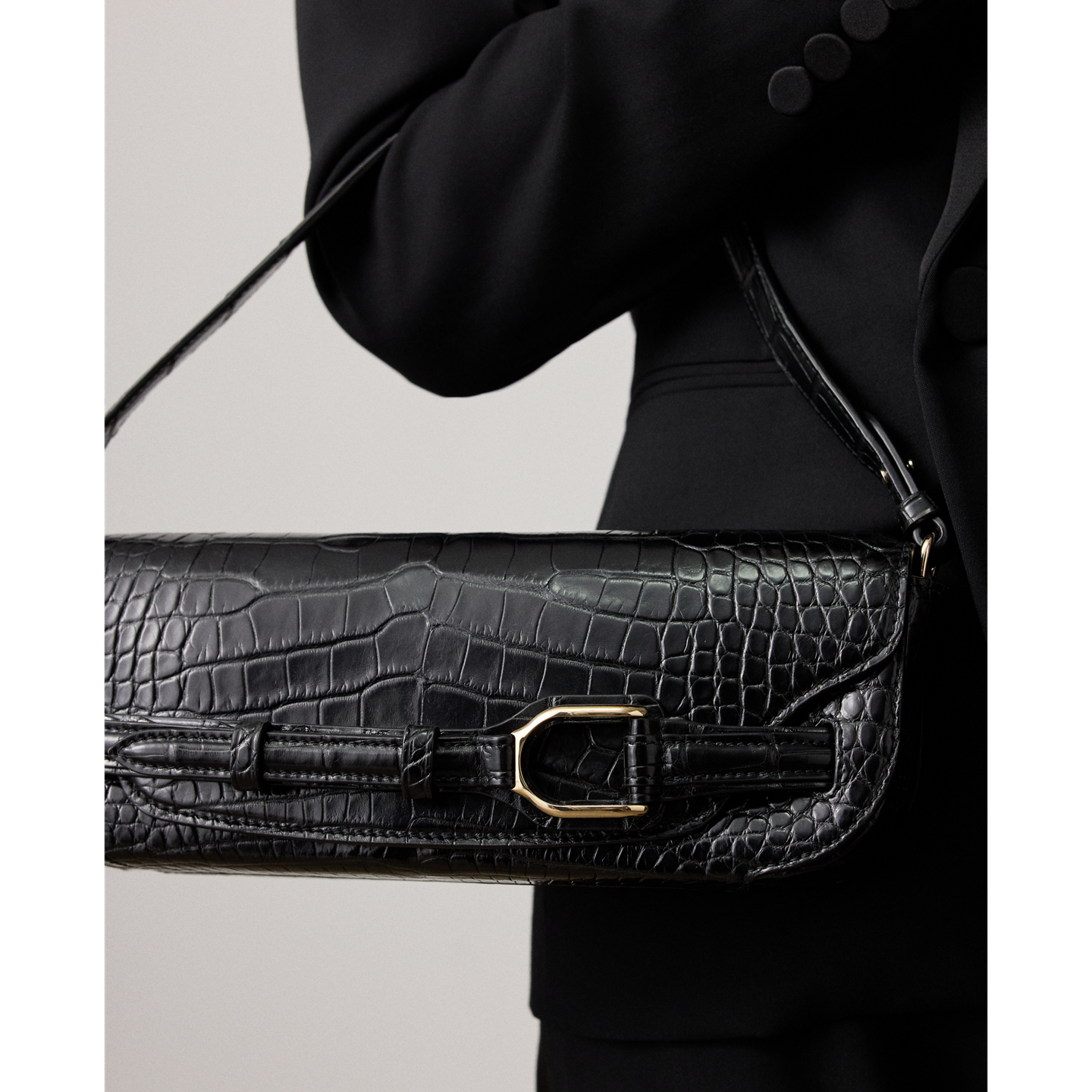 Женский клатч Ralph Lauren Welington Alligator Clutch, цвет: Чёрный — фото 7