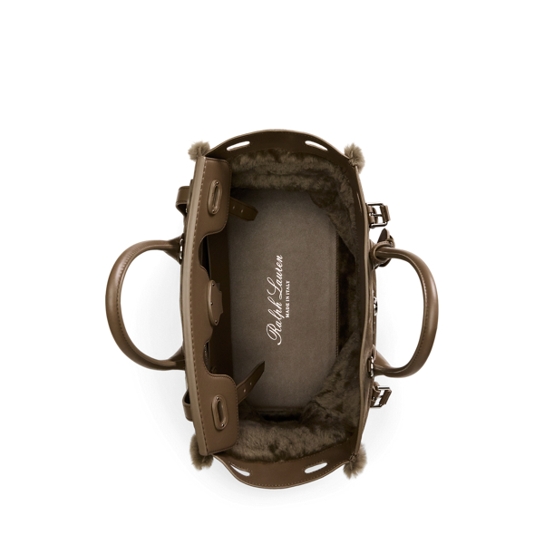 Dark Taupe Soft Ricky 33 Calf-Suede & Shearling Bag Ralph Lauren Collection 5