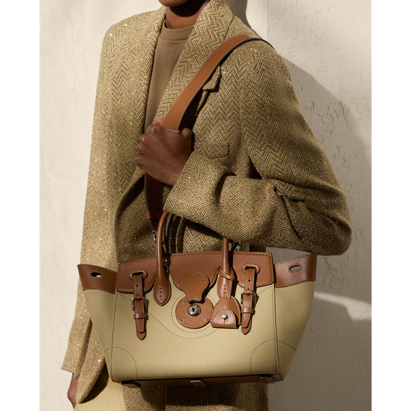 ラルフローレンバック Soft Ricky 27 Calfskin-Trim Canvas Bag | ラルフ ローレン公式