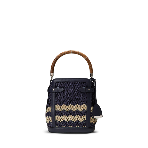 Navy/Natural Le petit sac seau Ralph en raphia Ralph Lauren Collection 1