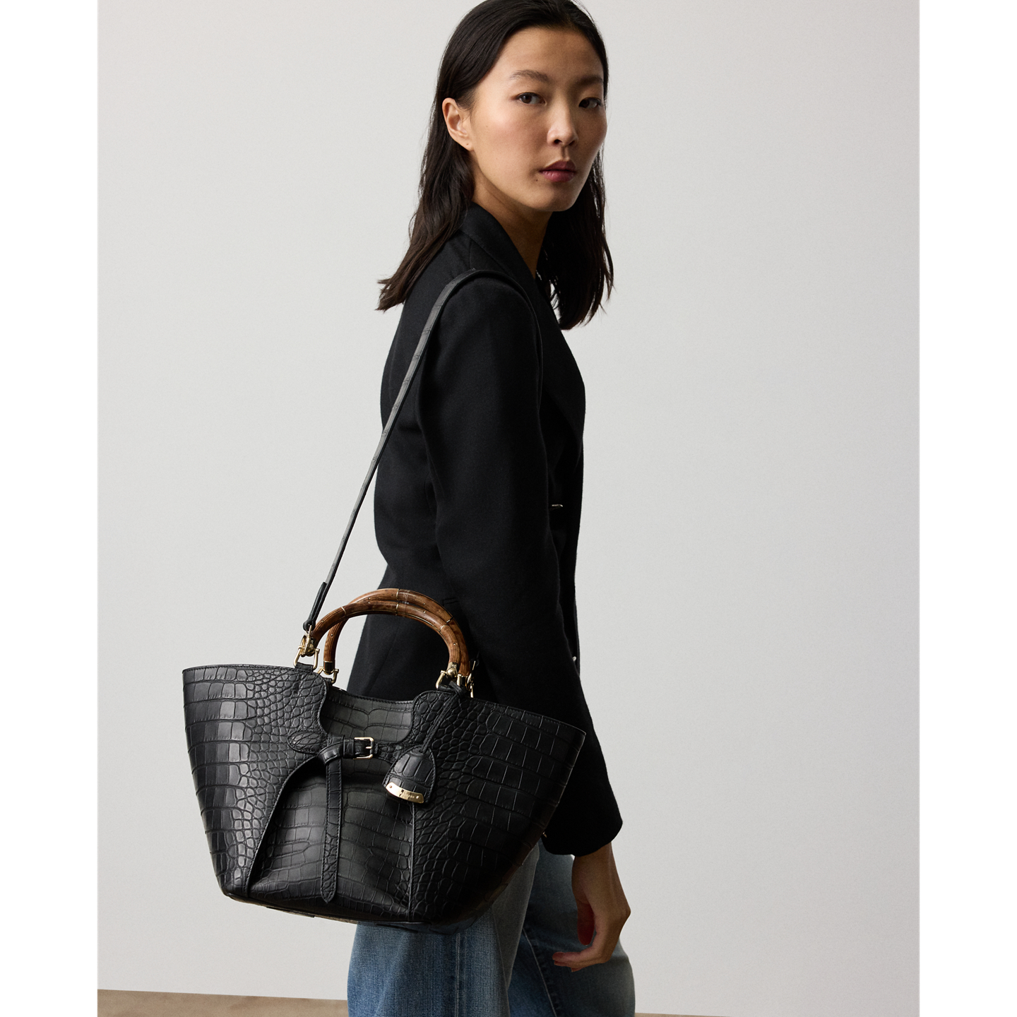 Женская сумка Ralph Lauren The Ralph Alligator Tote, цвет: Чёрный — фото 7