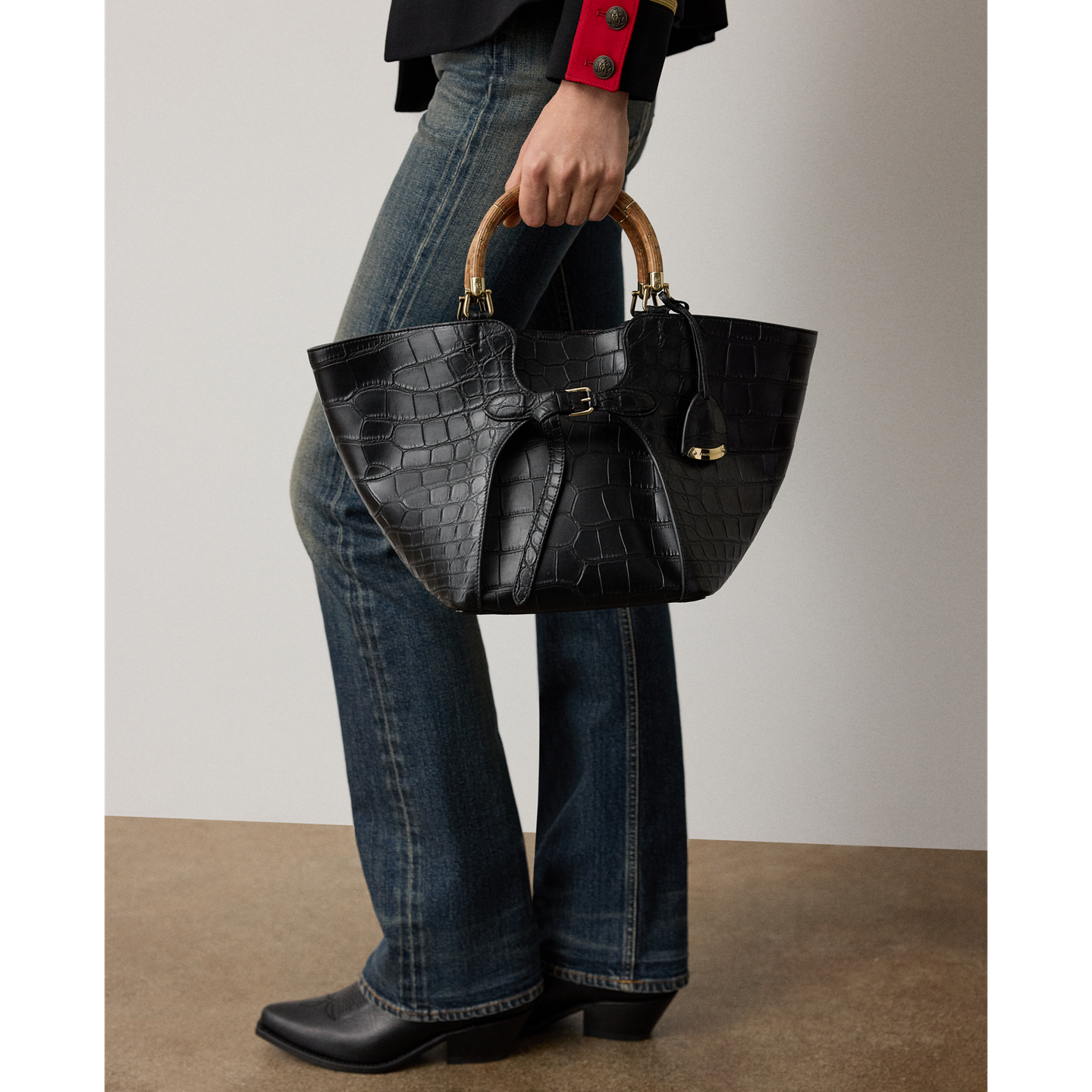 Женская сумка Ralph Lauren The Ralph Alligator Tote, цвет: Чёрный — фото 6