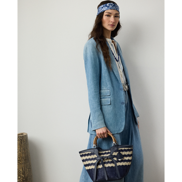 人気【Ralph Lauren collection】ブレイデッド ラフィア トート The Ralph ブレーデッド ラフィア トート | ラルフ ローレン公式