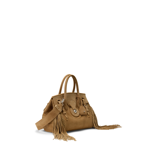 Dark Tan Soft Ricky 27 Fringe-Trim Calf-Suede Bag Ralph Lauren Collection 2