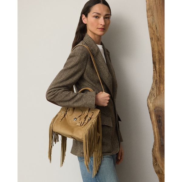 Soft Ricky 27 Fringe-Trim Calf-Suede Bag