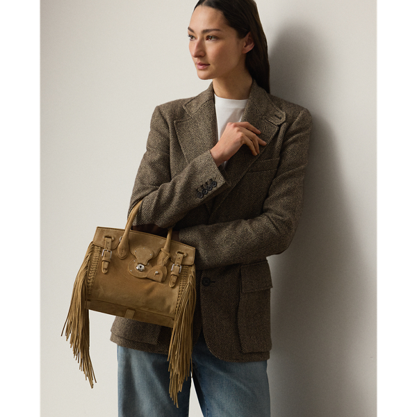 Soft Ricky 27 Fringe-Trim Calf-Suede Bag