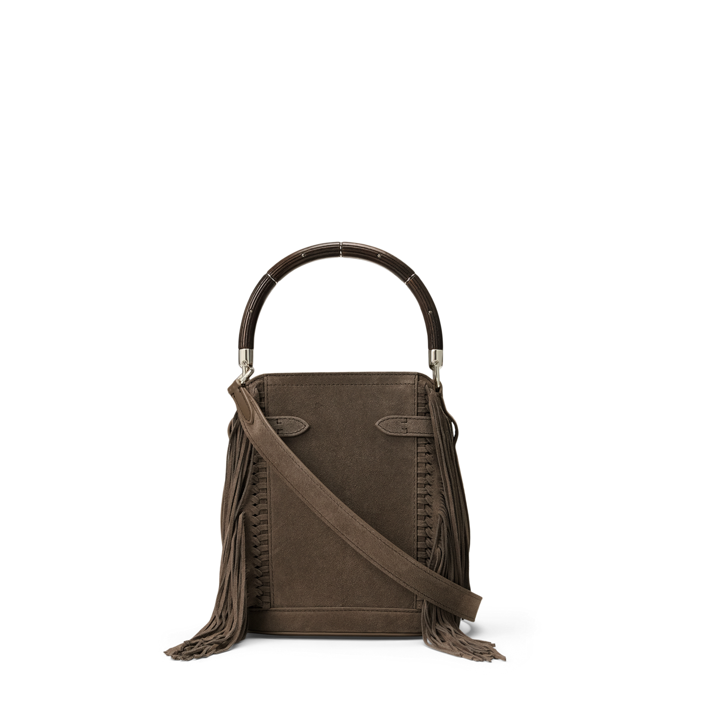 Женская сумка Ralph Lauren The Ralph Calf-Suede Small Bucket, цвет: Тёмный серо-коричневый — фото 2