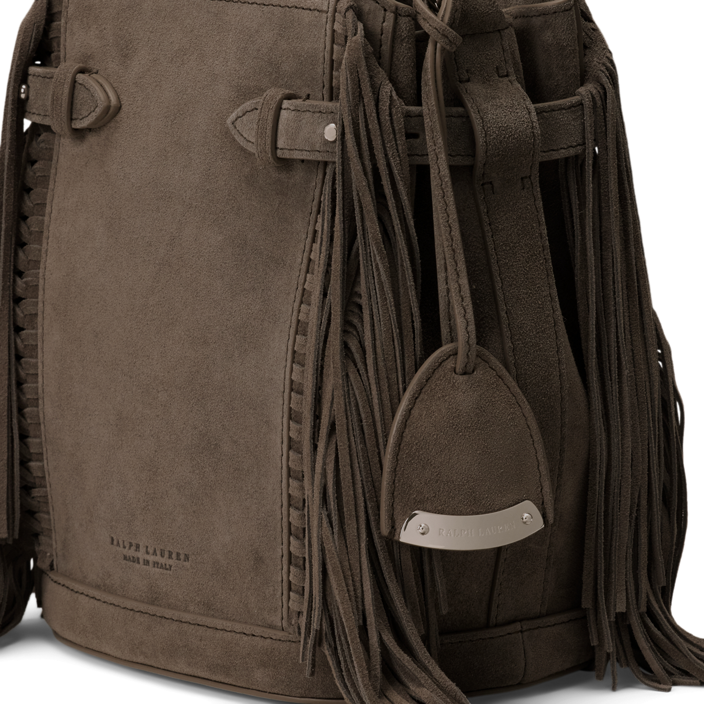 Женская сумка Ralph Lauren The Ralph Calf-Suede Small Bucket, цвет: Тёмный серо-коричневый — фото 4