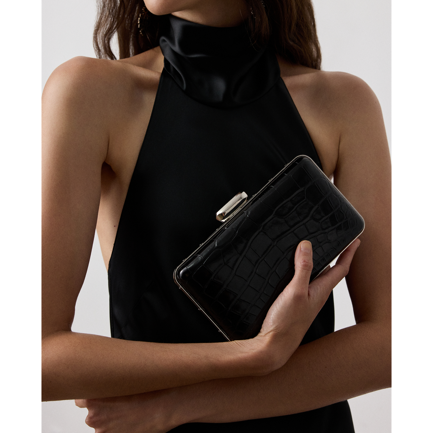 Женский клатч Ralph Lauren Evening Clutch in Alligator, цвет: Чёрный — фото 4
