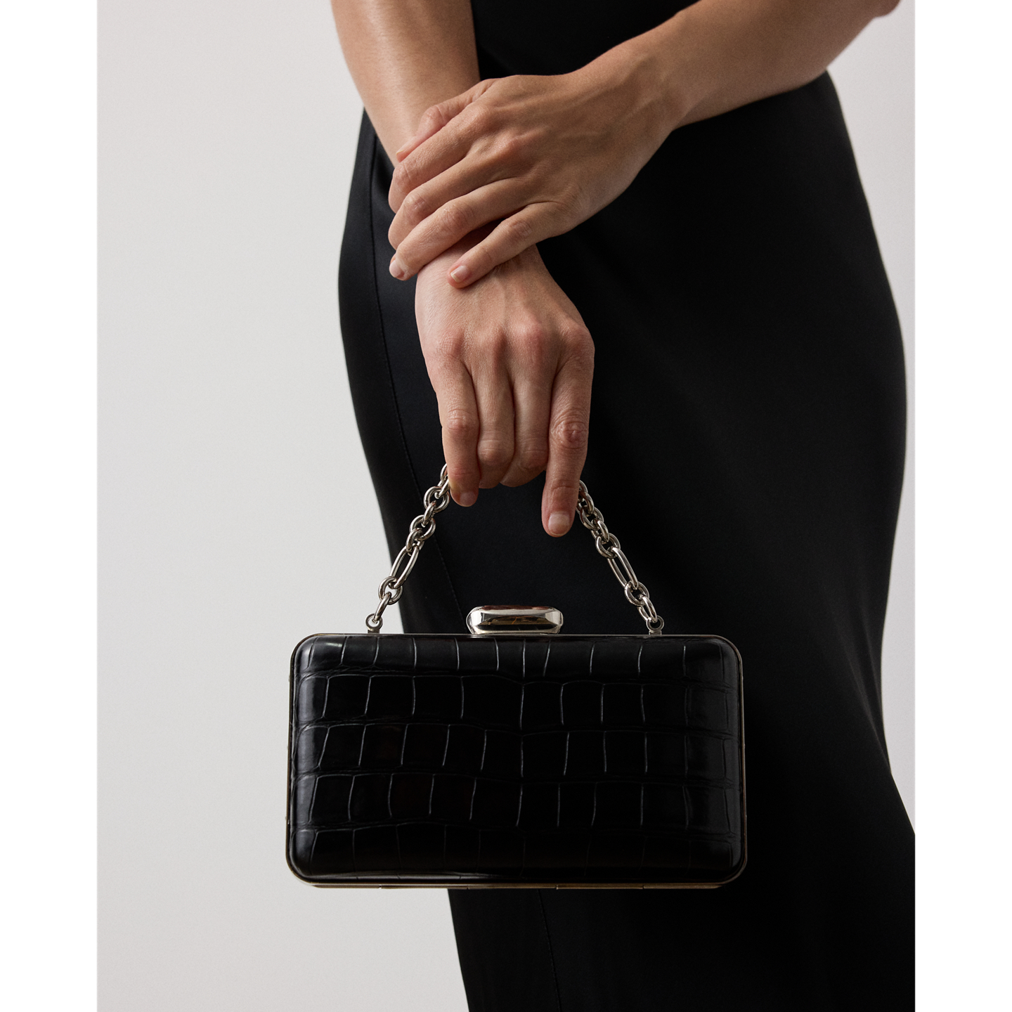Женский клатч Ralph Lauren Evening Clutch in Alligator, цвет: Чёрный — фото 5