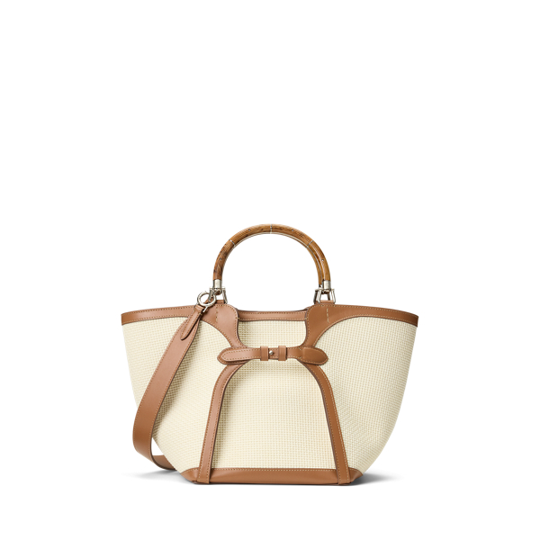 Gewebte Tragetasche Ralph mit Leder Ralph Lauren Collection in Lux-Creme/RL-Gold 4