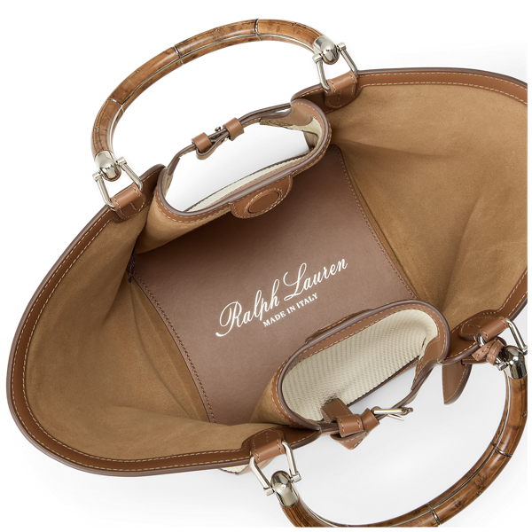 Gewebte Tragetasche Ralph mit Leder Ralph Lauren Collection in Lux-Creme/RL-Gold 5