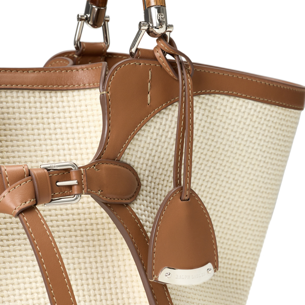 Gewebte Tragetasche Ralph mit Leder Ralph Lauren Collection in Lux-Creme/RL-Gold 6