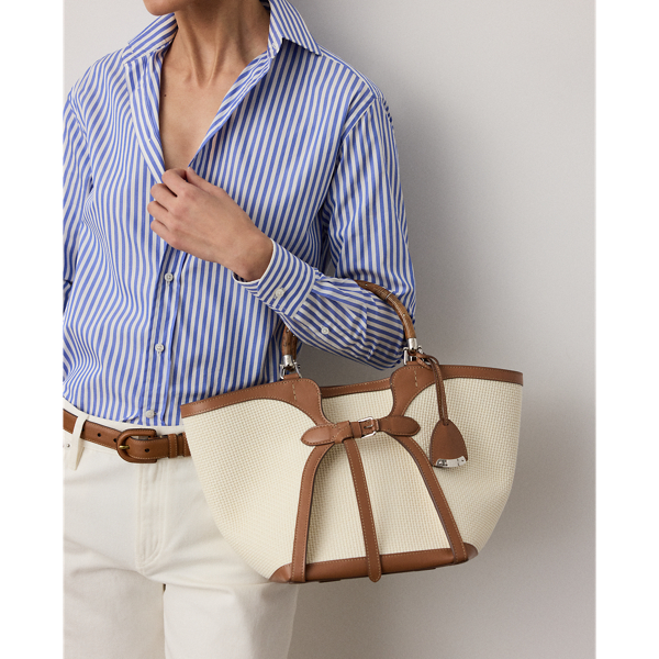 Gewebte Tragetasche Ralph mit Leder Ralph Lauren Collection in Lux-Creme/RL-Gold 7