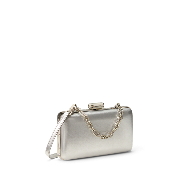 Silver Evening Clutch in Metallic Calfskin Ralph Lauren Collection 3