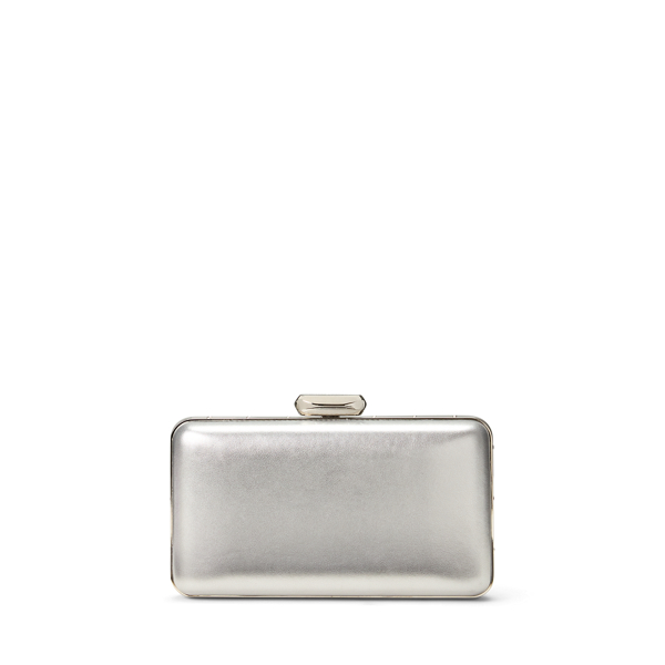 Silver Evening Clutch in Metallic Calfskin Ralph Lauren Collection 4