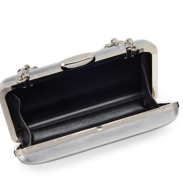 Silver Evening Clutch in Metallic Calfskin Ralph Lauren Collection 5