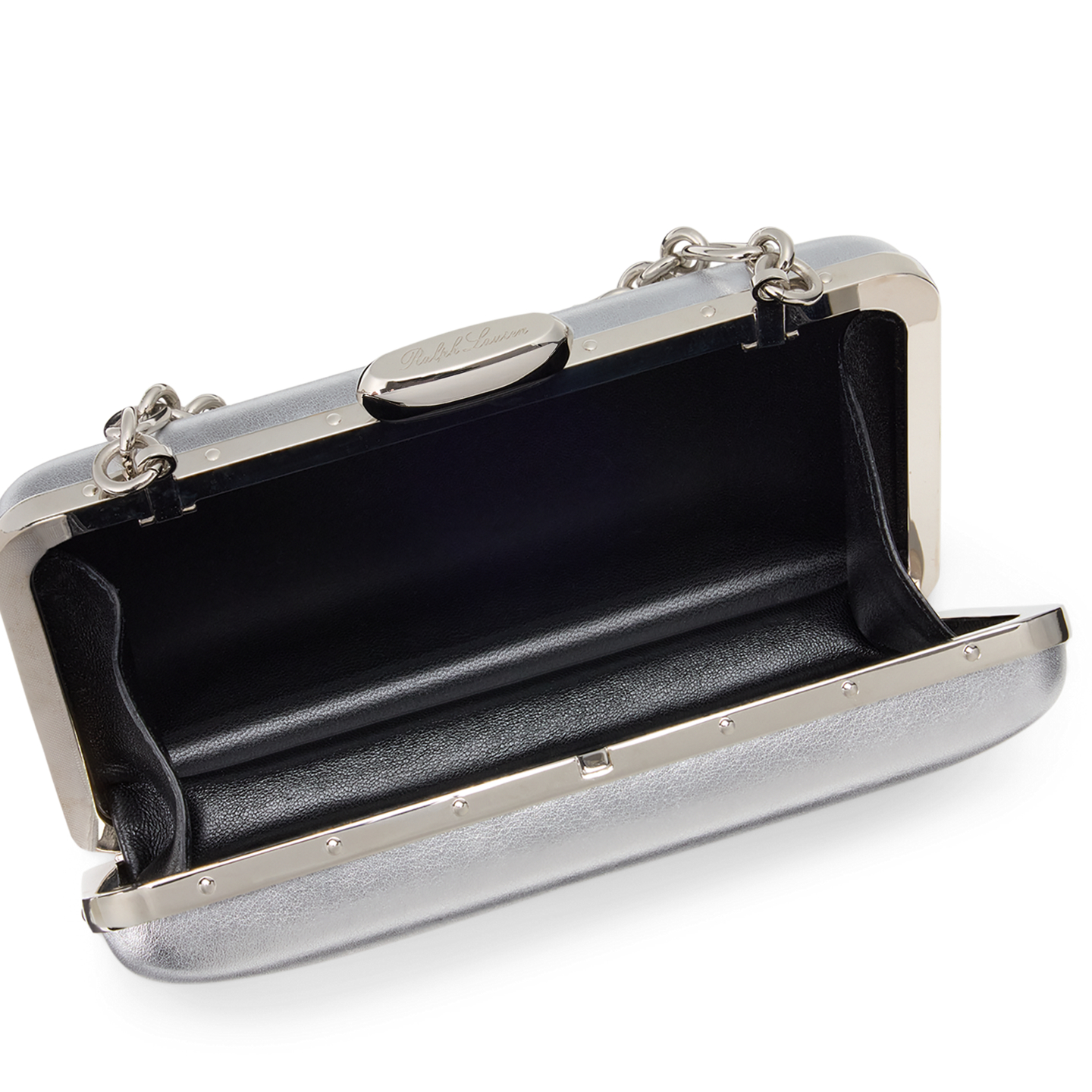 Женский клатч Ralph Lauren Evening Clutch in Metallic Calfskin, цвет: Серебряный — фото 2