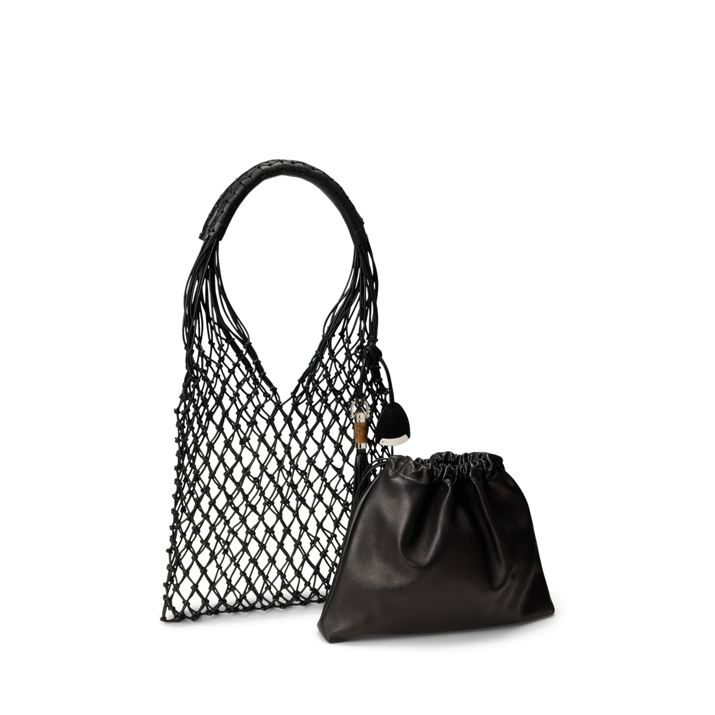 Женская сумка Ralph Lauren Macramé Tote in Calfskin, цвет: Чёрный — фото 1