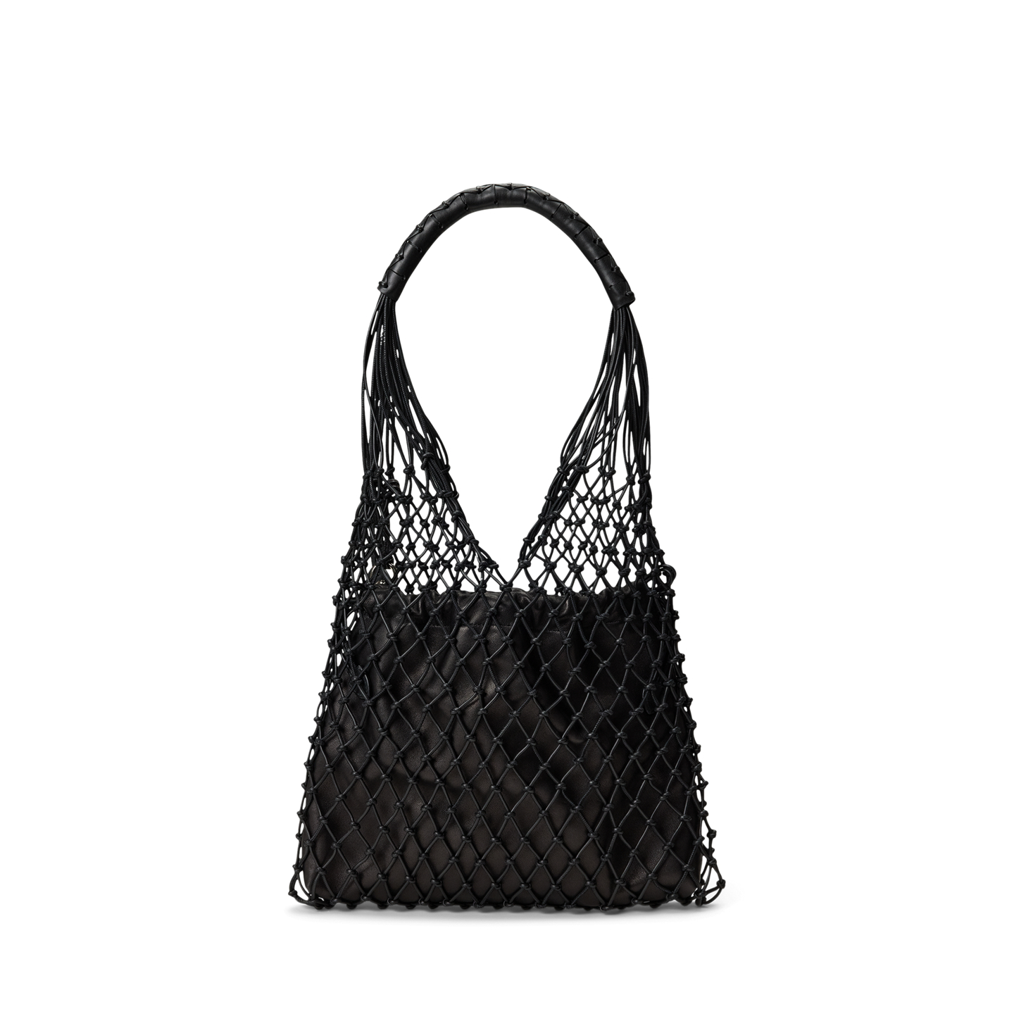 Женская сумка Ralph Lauren Macramé Tote in Calfskin, цвет: Чёрный — фото 2