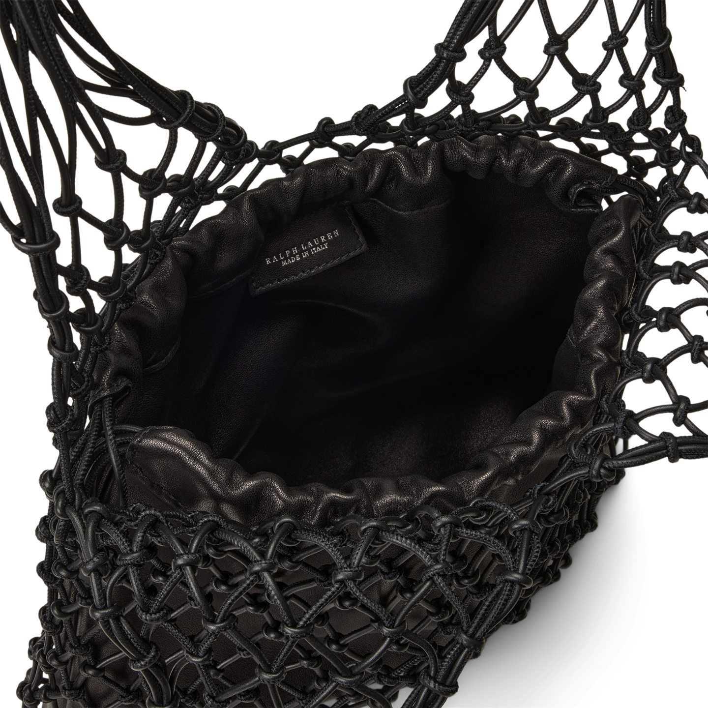Женская сумка Ralph Lauren Macramé Tote in Calfskin, цвет: Чёрный — фото 3