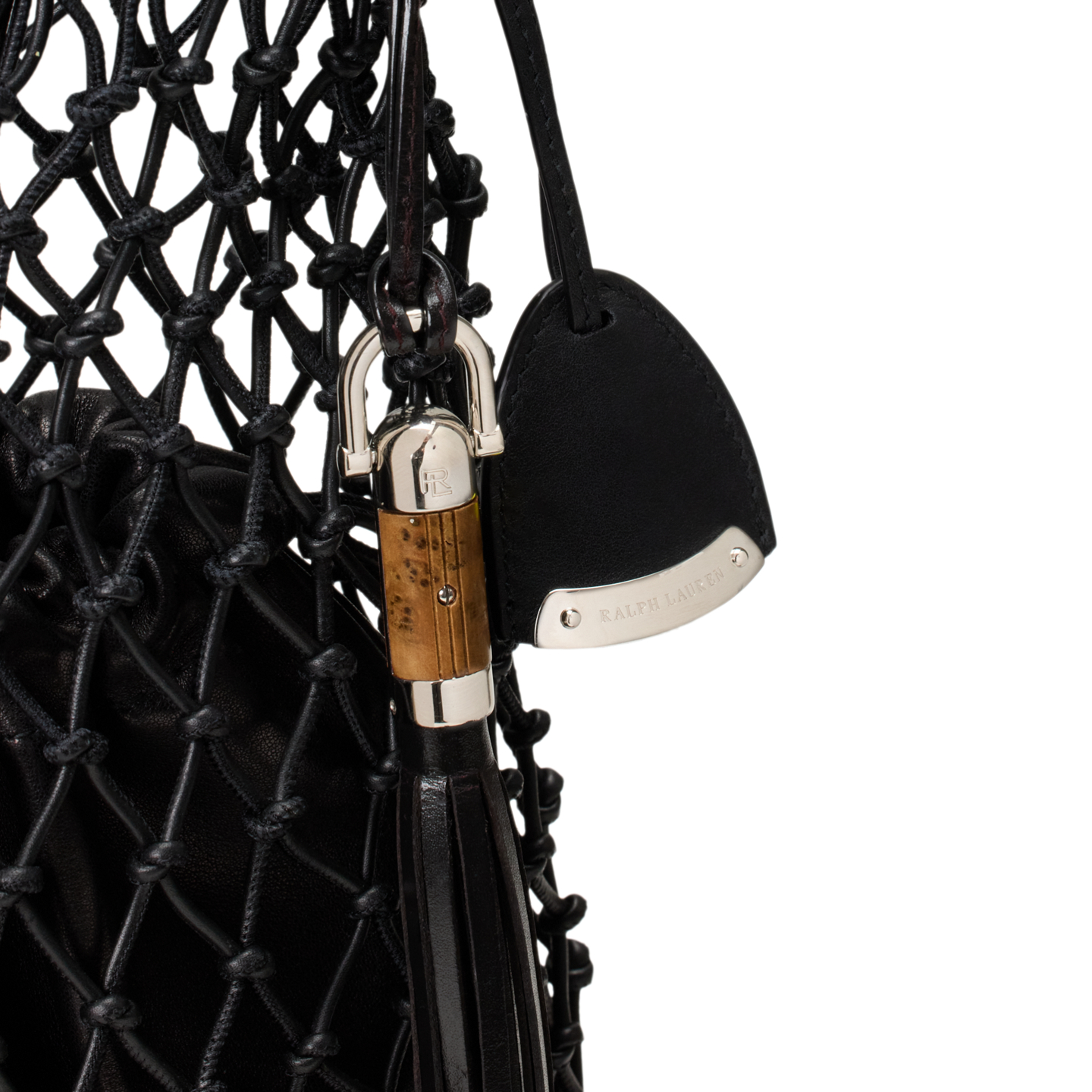 Женская сумка Ralph Lauren Macramé Tote in Calfskin, цвет: Чёрный — фото 4