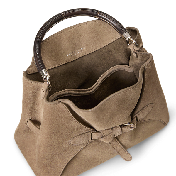 Taupe The Ralph Calf-Suede Top Handle Ralph Lauren Collection 5