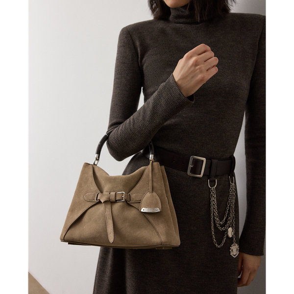 Taupe The Ralph Calf-Suede Top Handle Ralph Lauren Collection 7