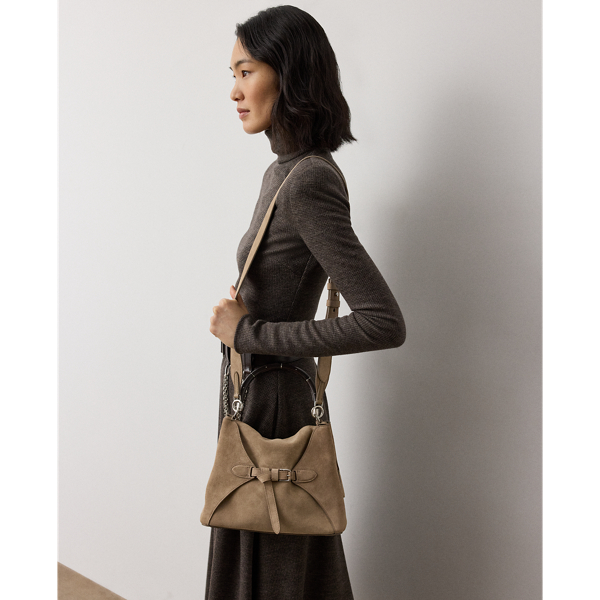 Taupe The Ralph Calf-Suede Top Handle Ralph Lauren Collection 8